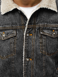 Grafitinė vyriška džinso striukė OZONEE JB/JP1109Z