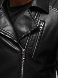 Juoda vyriška odinė striukė OZONEE JS/11Z8056