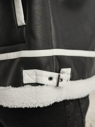 Juoda vyriška odinė striukė OZONEE JS/11Z8270