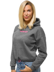 Grafitinis moteriškas džemperis su gobtuvu OZONEE JS/KSW2028