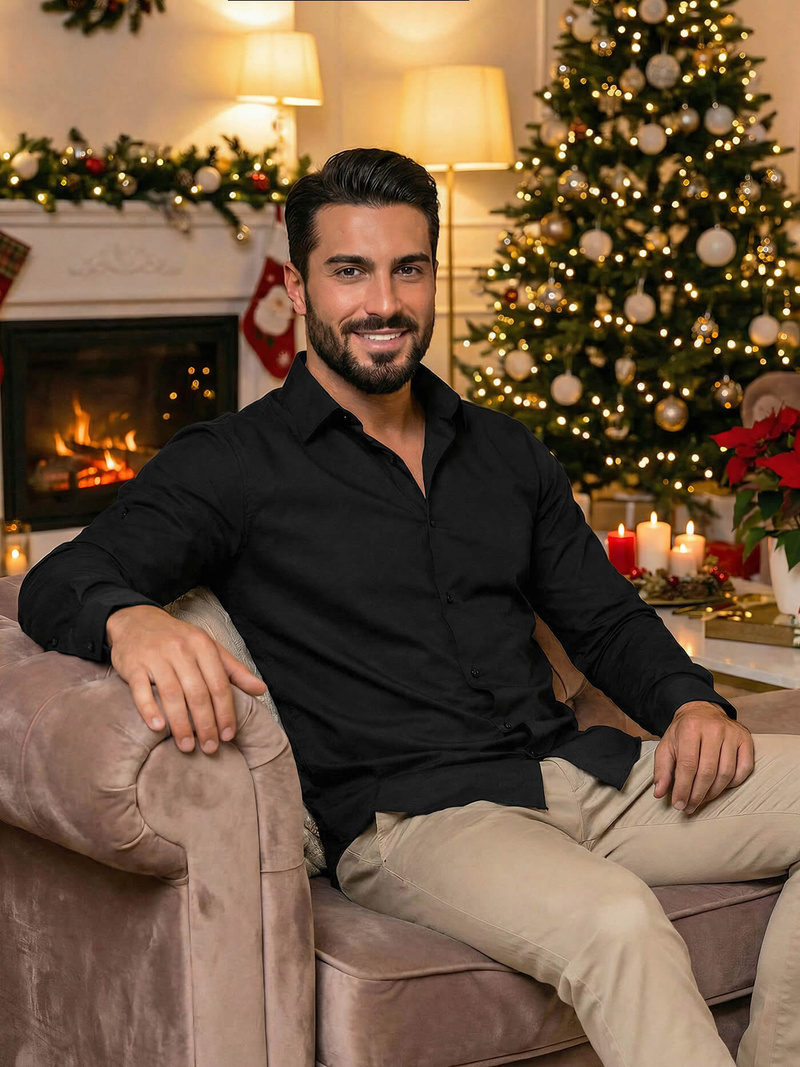 Juodi vyriški marškiniai OZONEE O/V125Z