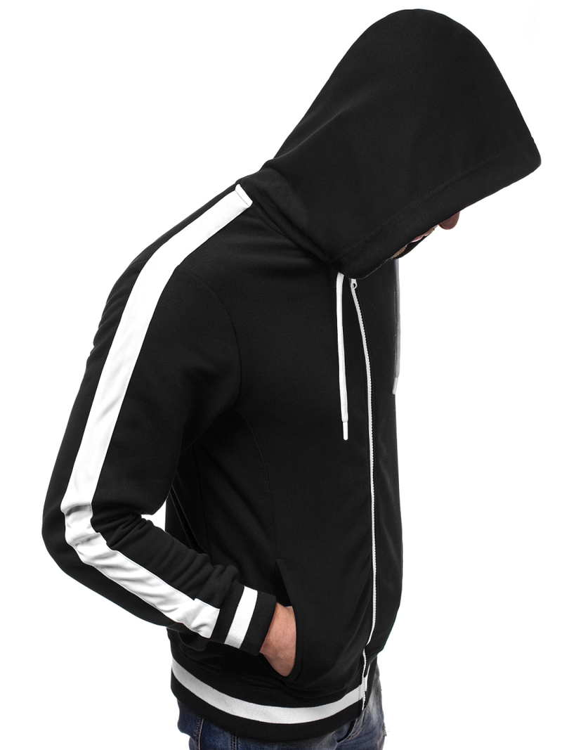 Juodas vyriškas džemperis su gobtuvu OZONEE A/1009Z