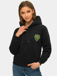 Juodas moteriškas džemperis su gobtuvu OZONEE JS/B26013