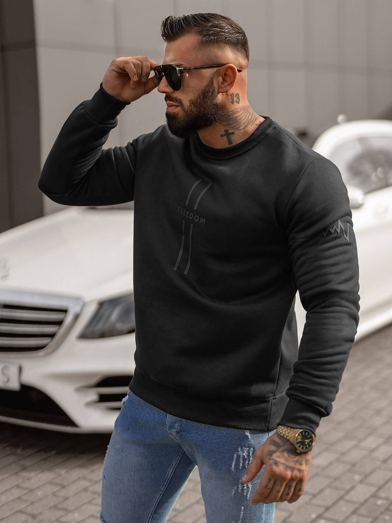 Juodas vyriškas džemperis OZONEE JS/8B1358/3