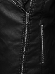 Juoda Moteriška Odinė Striukė OZONEE JS/11Z8097Z