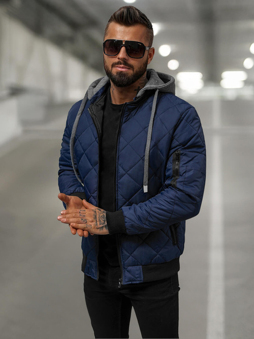 Tamsiai mėlyna vyriška striukė OZONEE JS/8M986/215