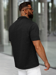 Juodi vyriški marškiniai trumpomis rankovėmis OZONEE O/B2258