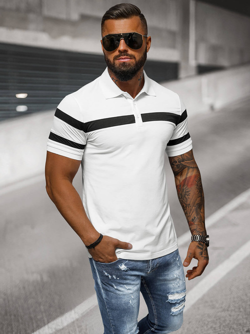 Balta vyriški polo marškinėliai OZONEE NB/MT3108