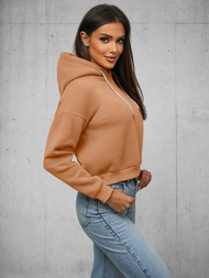 Tamsiai-Smėlinis moteriškas džemperis su gobtuvu OZONEE O/12102