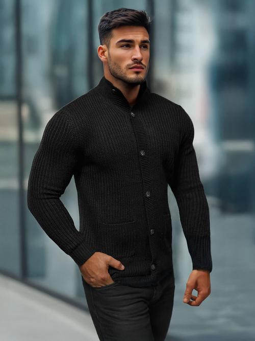 Juodas vyriškas megztinis OZONEE NB/MM6020/4Z