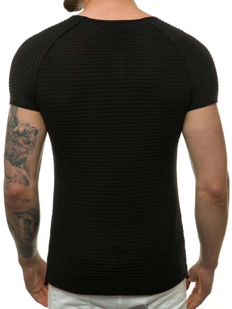 Juoda vyriška palaidinė trumpomis rankovėmis OZONEE L/2297