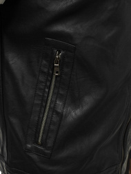 Juodai-Balta vyriška odinė striukė OZONEE YD/BF59359