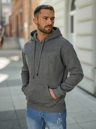 Grafitinis vyriškas džemperis su gobtuvu OZONEE JS/8B1773/5