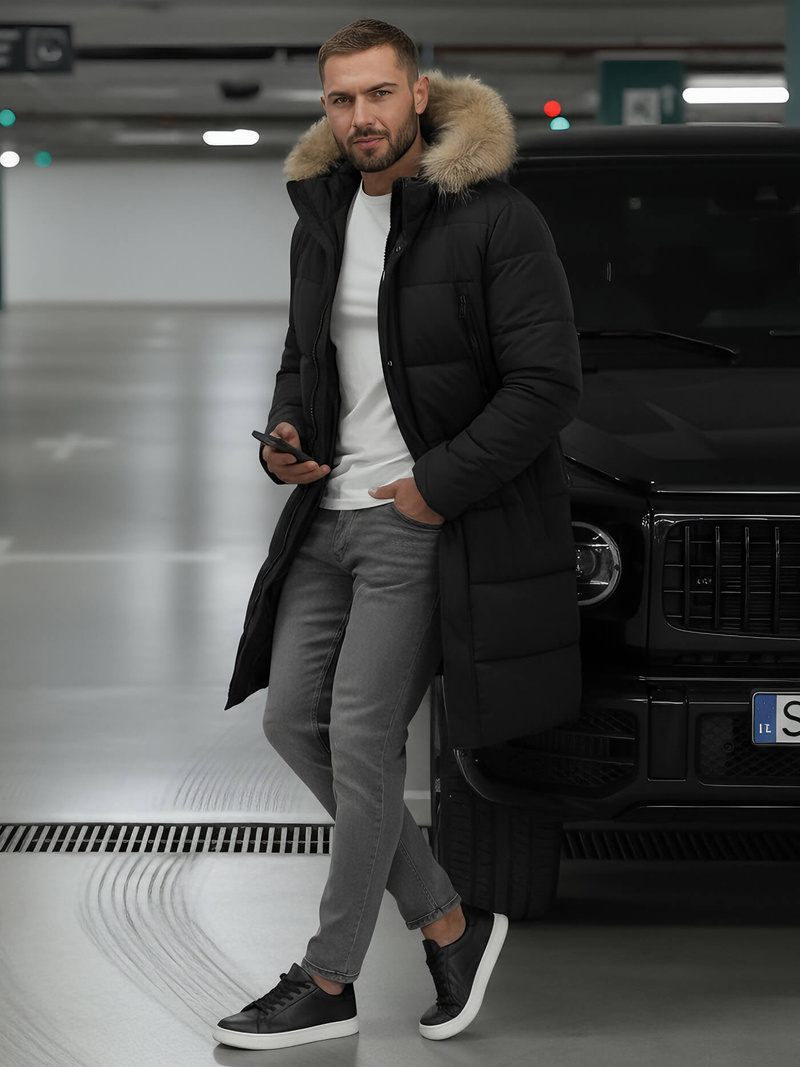 Juoda vyriška žieminė striukė OZONEE JS/25M9803/392Z