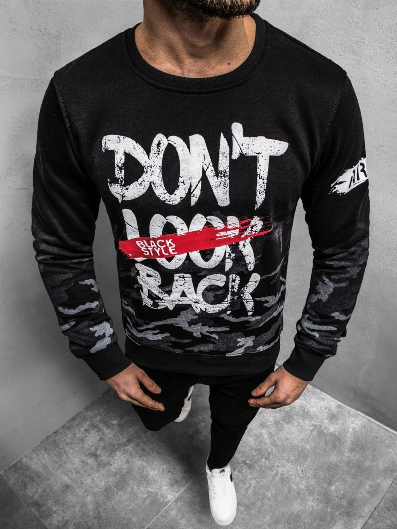 OZONEE JS/DD219Z Juodas vyriškas džemperis