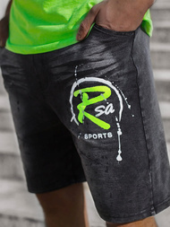 Juodi vyriški džinso šortai OZONEE JS/KK1075