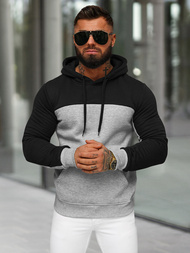 Pilka vyriškas džemperis su gobtuvu OZONEE JS/8B1307/2