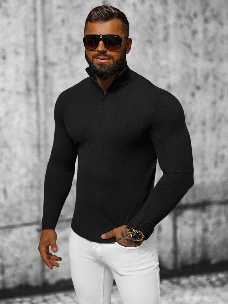 Juodi vyriškas megztinis OZONEE NB/MM6007/4Z