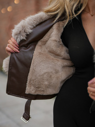 Šokoladas moteriška odinė striukė OZONEE JS/61M8511/158