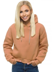 Tamsiai-Smėlinis moteriškas džemperis su gobtuvu OZONEE O/12102