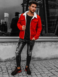 Oranžinė vyriška džinso striukė OZONEE JB/JP1179/3Z