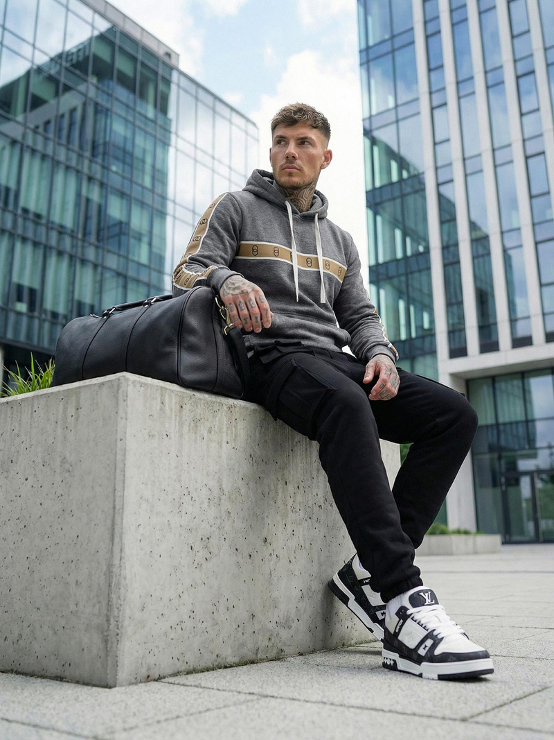 Grafitinis vyriškas džemperis su gobtuvu OZONEE JS/8B1729/5Z