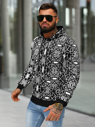 Juodas vyriškas džemperis su gobtuvu OZONEE JS/8B1236/3