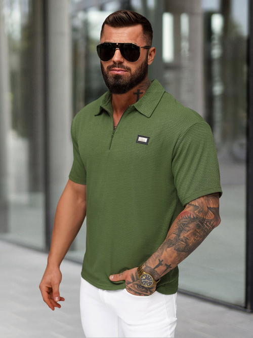 Rusvai žalsva vyriški polo marškinėliai OZONEE O/YN2/593