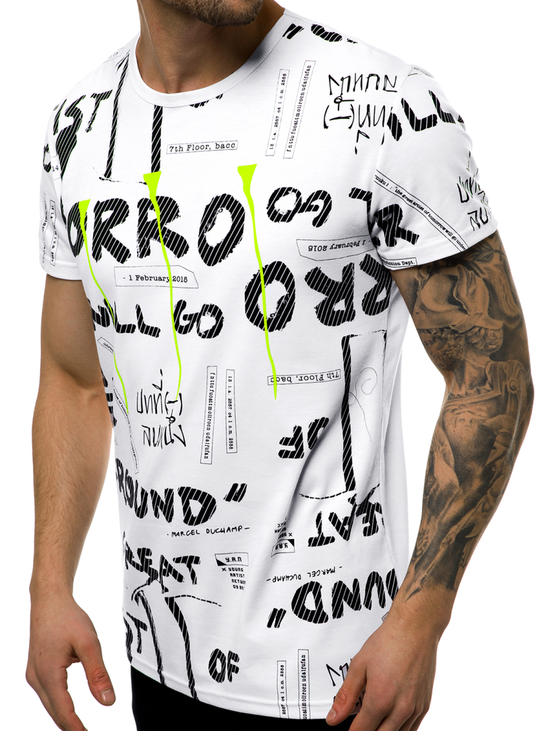 Balti vyriški marškinėliai OZONEE JS/SS10926