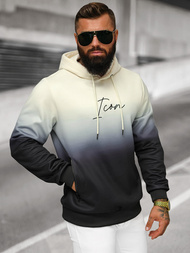 Baltai-juodas vyriškas džemperis su gobtuvu OZONEE JS/27B6501/155