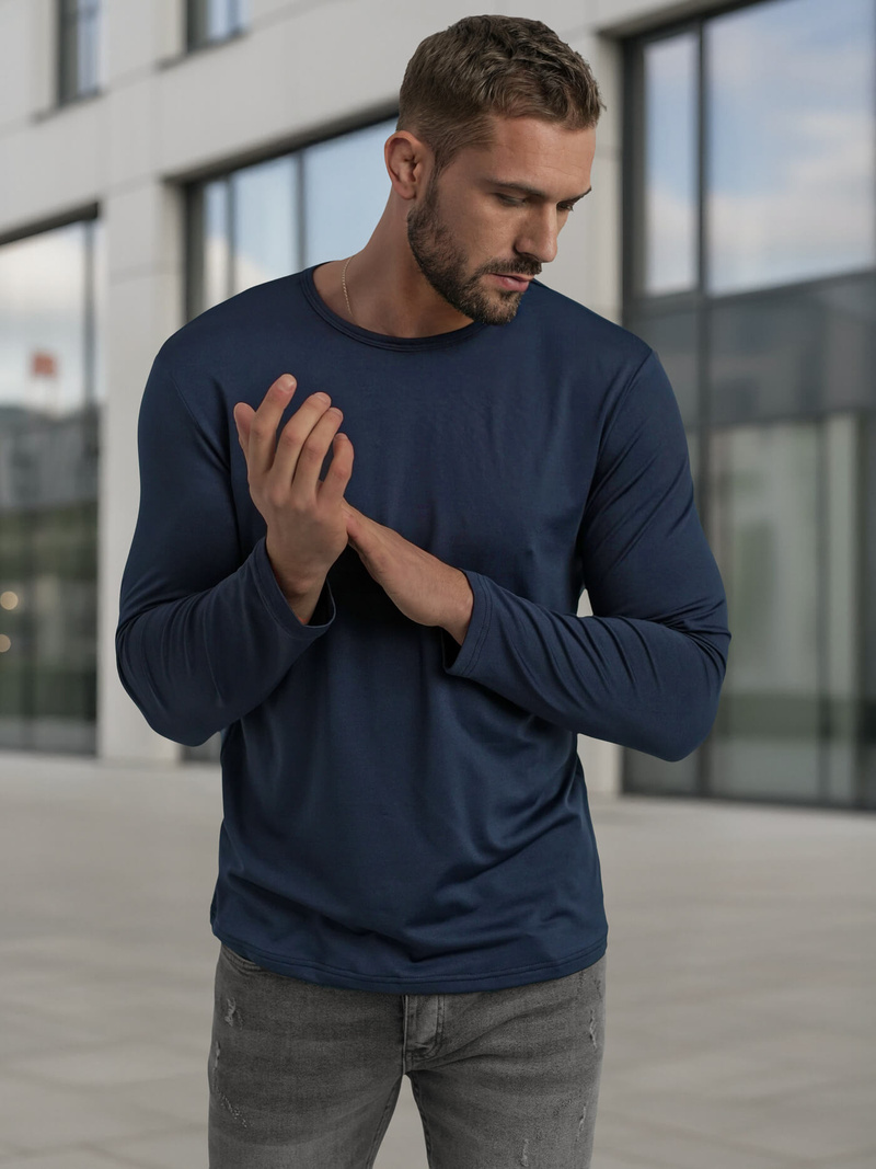 Granatinis vyriški marškinėliai ilgomis rankovėmis OZONEE JS/DB71/5