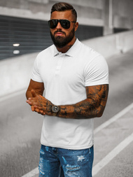 Balta vyriški polo marškinėliai OZONEE JS/8T80/1Z