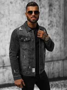 Juodi vyriška džinso striukė OZONEE NB/MJ515N