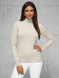 Šviesiai-smėlinė moteriškas megztinis OZONEE JS/8003/4