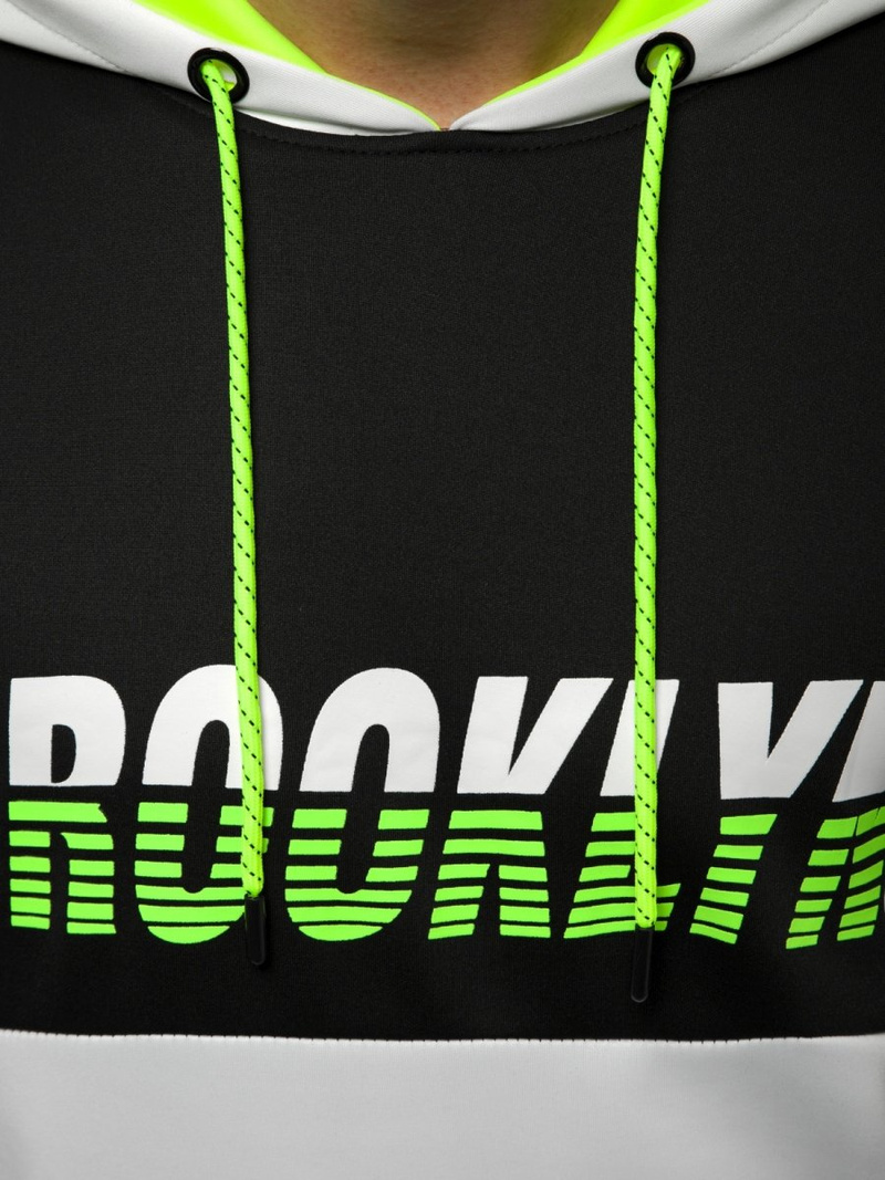 Juodai-Baltas vyriškas džemperis su gobtuvu OZONEE JS/DD20127