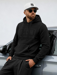 Juoda vyriškas džemperis su gobtuvu OZONEE JS/8B1975/3