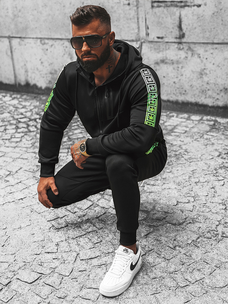 Juodas vyriškas sportinis kostiumas OZONEE JS/C8118