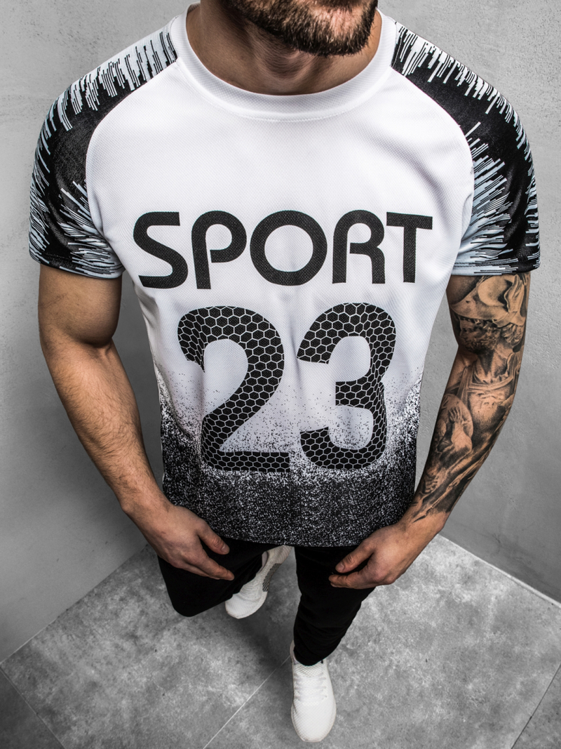 Baltai-Juodi vyriški marškinėliai OZONEE JS/KS2068Z