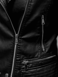 Juoda Moteriška Odinė Striukė OZONEE JS/11Z8030