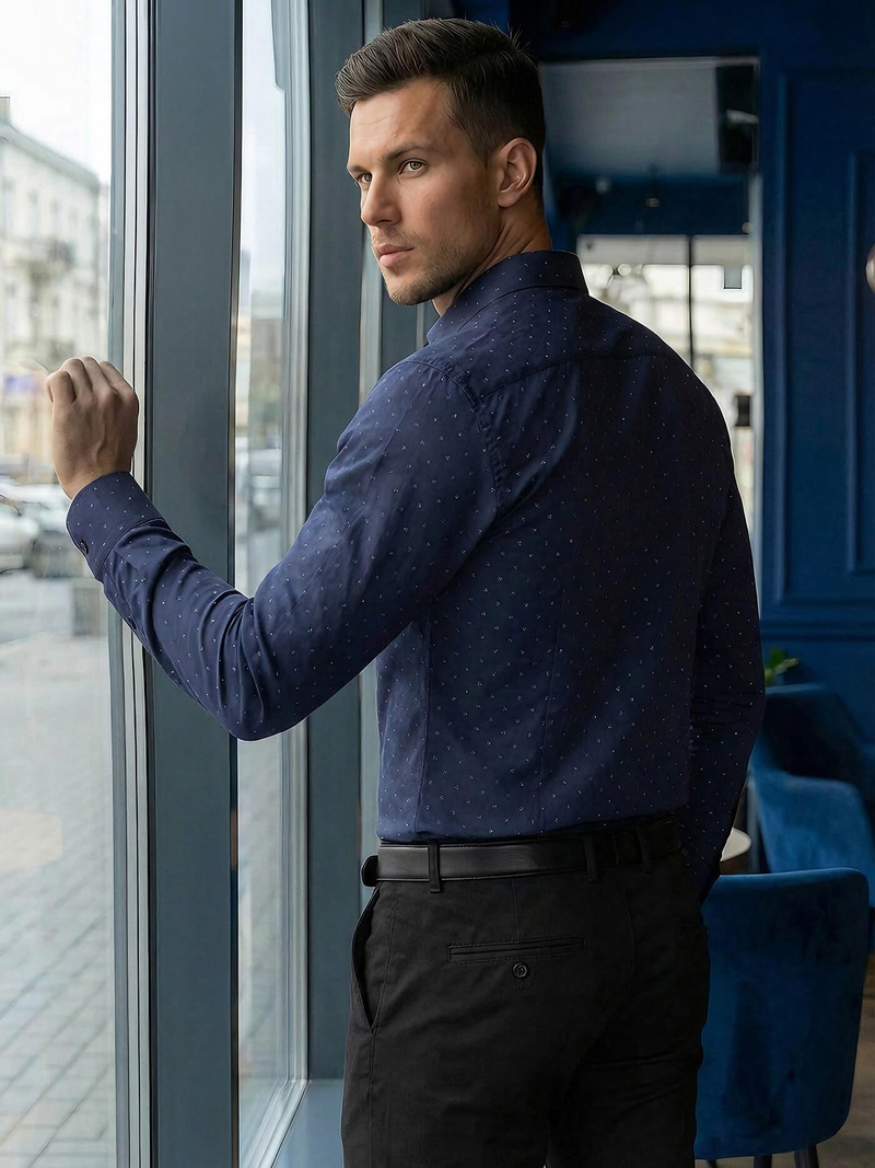 Granatinė vyriški marškiniai OZONEE V/V181Z