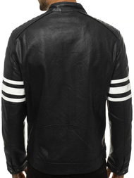 Juodai-Balta vyriška odinė striukė OZONEE YD/BF59359