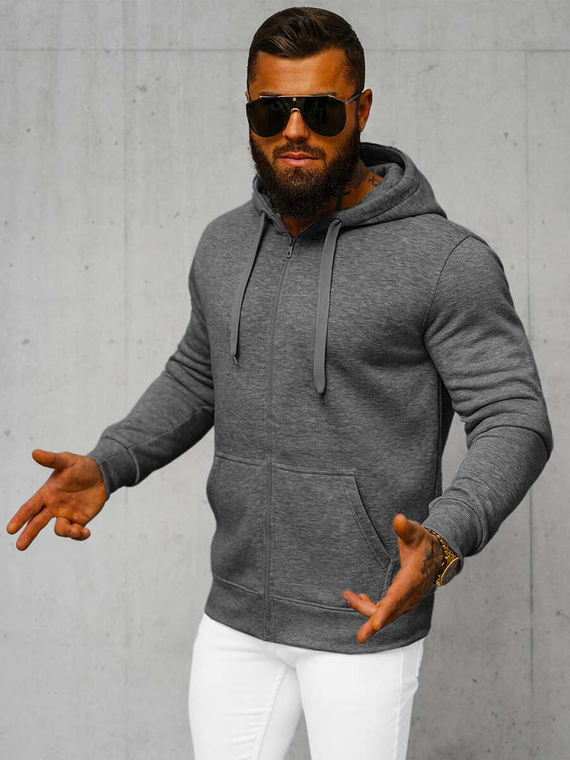 Tamsiai-Pilkas džemperis su gobtuvu OZONEE JS/2008Z