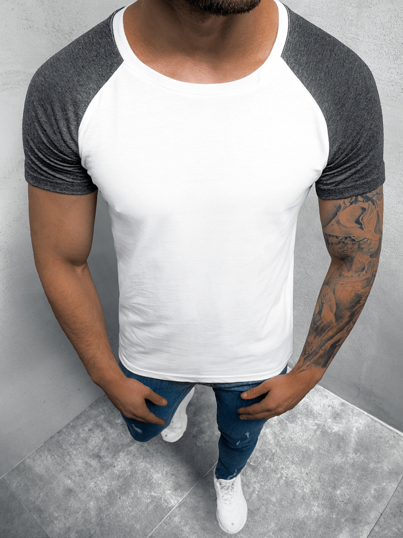 Baltai-Grafitiniai vyriški marškinėliai OZONEE O/1176