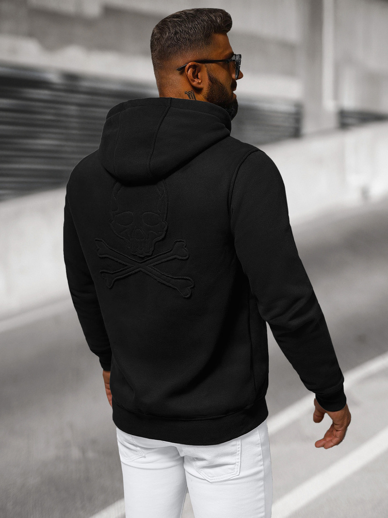 Juodas vyriškas džemperis su gobtuvu OZONEE NB/MF2003