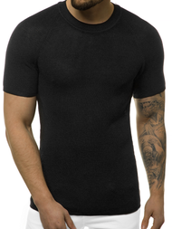 Juoda vyriška palaidinė trumpomis rankovėmis OZONEE L/2474