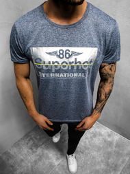 Tamsiai mėlyni vyriški marškinėliai OZONEE JS/KS2056Z