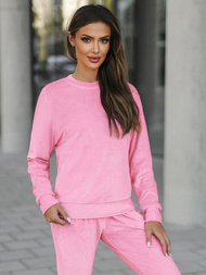 Pudrinis rožinis moteriškas veliūrinis sportinis kostiumas OZONEE O/8C1173/38