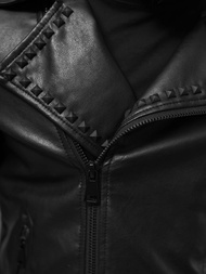 Juoda vyriška odinė striukė OZONEE O/8902