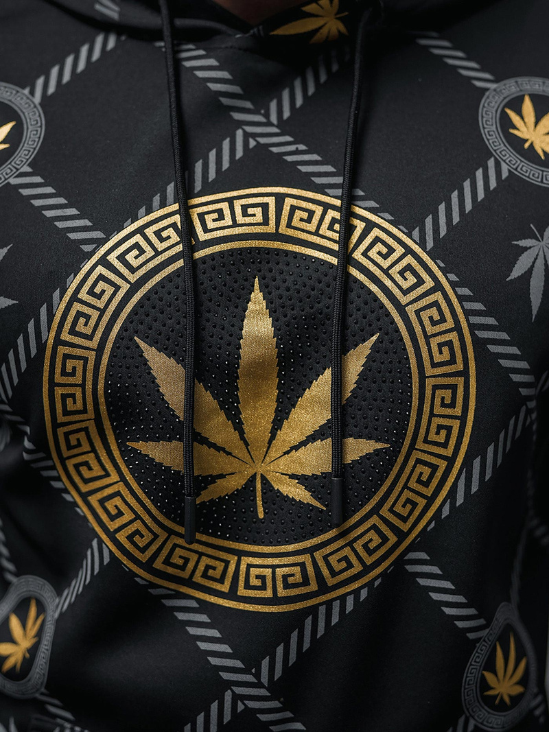 Juodas vyriškas džemperis su gobtuvu OZONEE O/B267Z