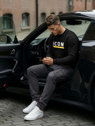 Juodas vyriškas džemperis OZONEE JS/8B1753/3